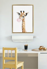 Sylvie Bubble Gum Giraffe Framed Canvas by Amy Peterson Art Studio