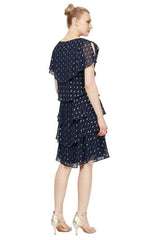 SL Fashions 9171507 Short Polka Dot Tiered Dress