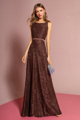 Sleeveless Lace Open Back Prom Dress Formal