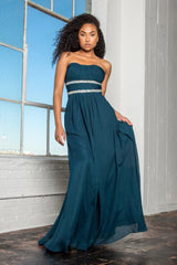 Strapless Long Prom Chiffon Dress Formal