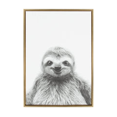 Sylvie Sloth Framed Canvas by Simon Te Tai