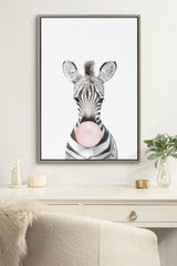 Sylvie Bubble Gum Zebra Framed Canvas by Amy Peterson Art Studio